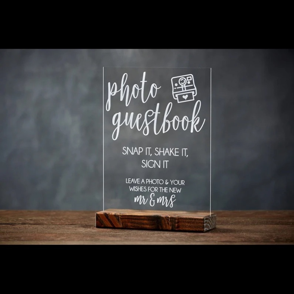 Acrylic Polaroid photo guestbook sign 9” x 12”